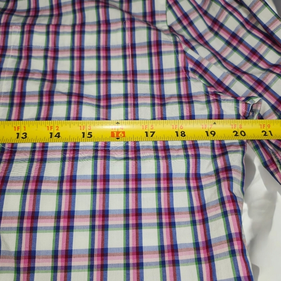 Johnnie-O Men's Size Medium Pink blue plaid shirt - Picture 8 of 8
